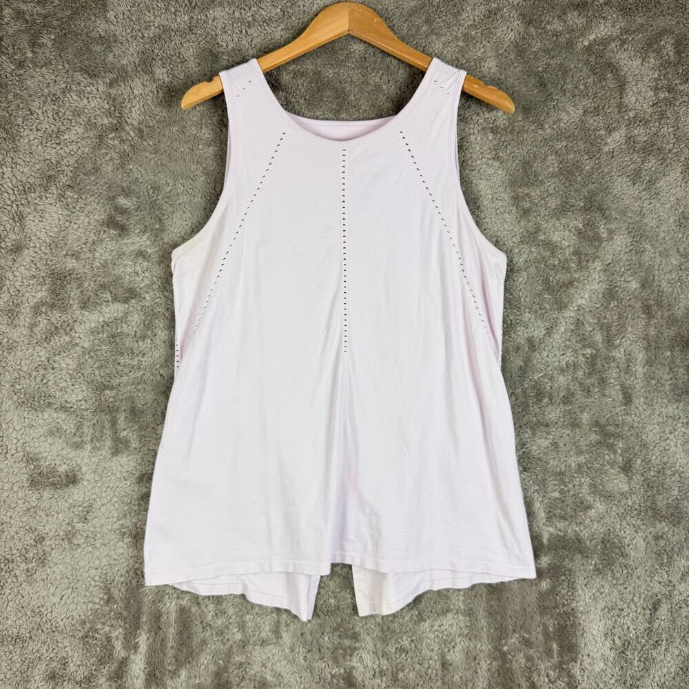 Athleta Foothill High Neck Split Back Tank Top Blush Pink Lilac Purple L Large